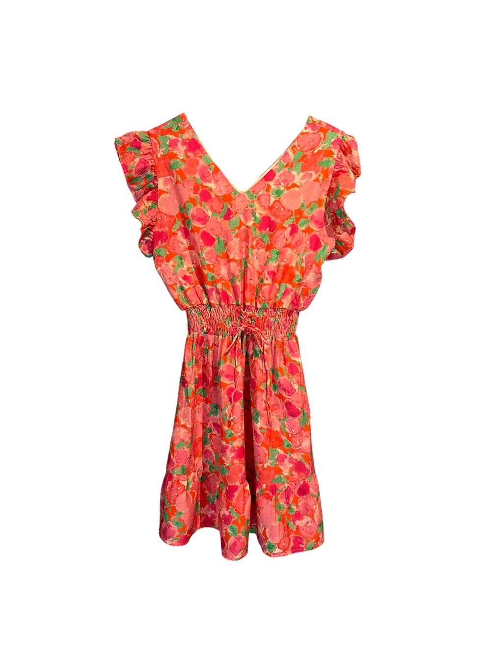 Cotton Chicks Size Large Floral Dress Pink Coral Natural Fiber Cottage Fairy